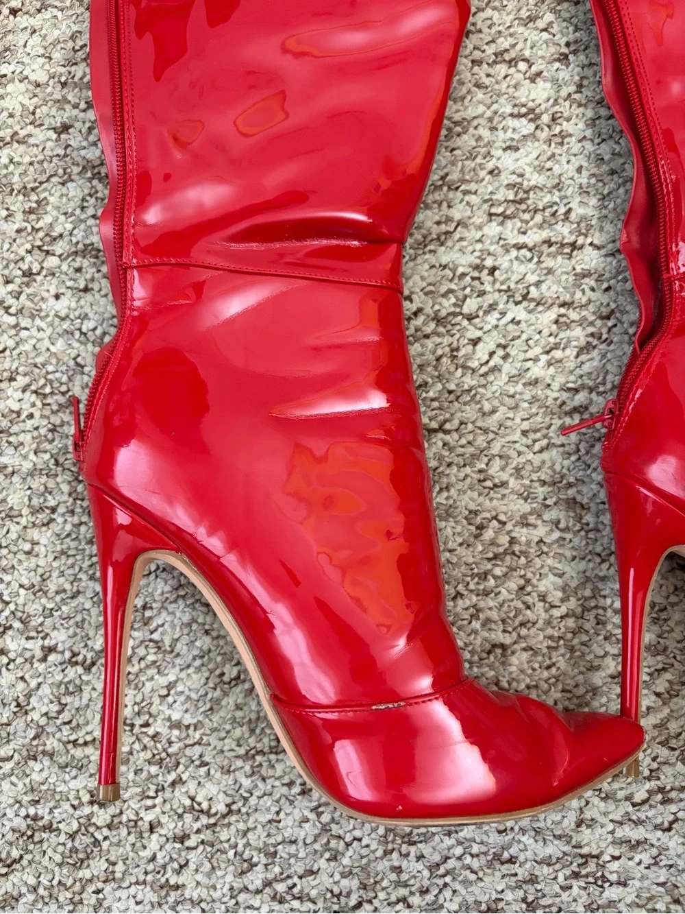 Pleaser Red Patent Over-the-Knee Stiletto Boots, worn once, US8, Courtly 3012